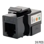 24x Cat3 RJ11 RJ12 Telephone Phone Line Keystone Jack 110 Punch Down 6P6C Black