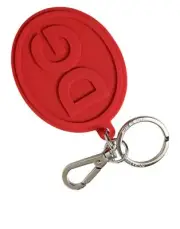 Dolce&Gabbana Unisex Red Keychain Brass Rubber DG Logo Print Keyring One Size
