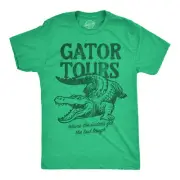 Mens Funny T Shirts Gator Tours Sarcastic Alligator Graphic Novelty Tee For Men