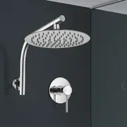 ACA Chrome 10" Rain Round Shower Head Set With Mixer Tap Rose Gooseneck Wall Arm WELS
