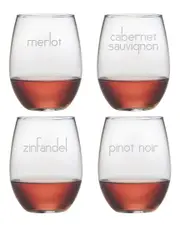 Susquehanna Glass Assorted Red Wine Set of 4 Stemless Glasses
