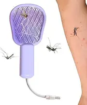 Electric Fly Swatter Racket | USB Powerful Small Electric Swatter | Home & Daily Accessory for Garden Kitchen Travel Patio Restaurant Hotel Balcony Outdoor Camping