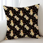 Cute Pattern of Dog Paw and Labrador Puppy Cushion Cover