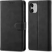 Case for iPhone 11 Wallet Case,for iPhone 11 Case[6.1"] Retro Matte PU Leather Wallet Flip Cover with RFID Blocking Card Slots Magnetic Closure Kickstand Cover-Black