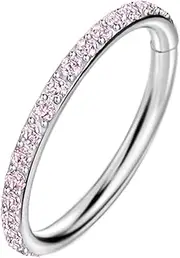 [TDEBA] 20G 18G 16G Clear CZ Nose Rings Hoop 316L Surgical Steel Cartilage Earrings Hoop 5-12mm Piercing Jewelry Daith Helix Rook Tragus Piercing Jewelry Stainless Steel Earring Silver Conch Piercing Jewelry