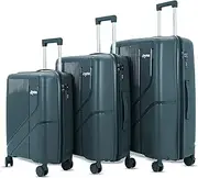 [American Traveller] TourisPoineer Trolley Bags Set of 3 – Large Polypropylene Hardshell Expandable Travel Luggage Bag with 8 Disc Wheels & TSA Type Lock., Charcoal Grey, Set Of 3, Mat Finish