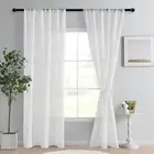 White Semi Sheer Privacy Curtains 42"W x 96"L (Pack of 2) Chiffon Cream White