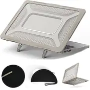 Tablet Cases Compatible with MacBook Air 13.6 inch Case 2022 2023 Release A2681 M2 TPU+PC Dual Layer Anti-Fingerprint Hard Shell Case W Stand + Mouse Pad Tablet PC Case(Stone)