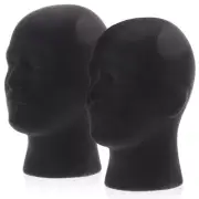 2 Pcs Wig Display Black Mannequin Foam for Caps Stand Daily Use
