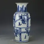 大清康熙瓷器青花人物花瓶 仿古瓷器古董古玩舊貨收藏真品