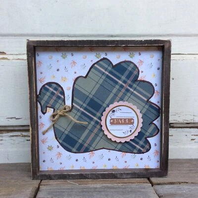 AGD Fall Decor - Prim Fall Plaid Turkey Inset Sign