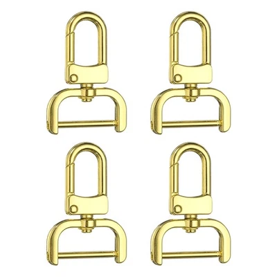 4pcs Detachable Snap Hook Swivel Clasp 1" Metal D-Rings Clasp, Gold
