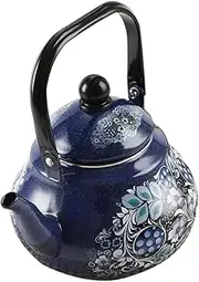 WOONEKY Large Capacity Camping Teapot Retro Water Kettle with Elegant Peacock Design for Stovetop and Outdoor Use Durable Enamel Material for Tea Lovers