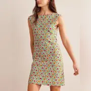 NWT Boden Sleeveless Jersey Shift Dress Green Enchanting Bloom Spring Casual 12