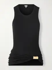 [LOEWE] LOEWE - Embellished Ribbed Cotton-blend Jersey Tank - Black - x small x small Black