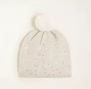 New Ann Taylor Shimmer Gray Sequin Pom Pom Cozy Knit Beanie Hat One Size
