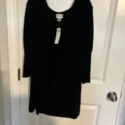 Chico's Travelers Val Black HiLo Tunic Stretchy 3/4 Sleeve Chicos Size 2 US12/14