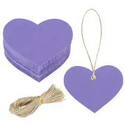 100Pcs Kraft Paper Gift Tags String 2.2 x 2.6 Inch Heart Shape Purple