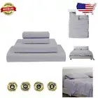 100% Giza Cotton California King Sheet Set - Light Grey, 4-Piece Luxury Bedding