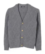 Balmain Kids Cable Knit V-Neck Cardigan 10Y Gray