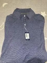 Johnnie-O Golf Vaughn Striped Prep-Performance 1/4 Zip Pullover XXL Twilight