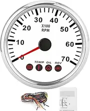 ZFGVGNMTYA Tachometer Gauge with Oil Pressure Temp Engine Failure Alarm for Boat Motorcycle Truck Tacho Gauge 85mm 0‑7000RPM Car Tachometer(Silver White)