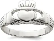 [JewelryWeb] 925 Sterling Silver Solid Textured Polished Ring Band Style-Ring for Women