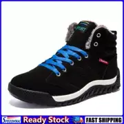 Mens Walking Trekking Shoes Anti-Slip Warm Ankle Boots Waterproof (Black 39)