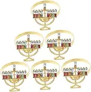 GREENADSCAPE Holiday Napkin Rings Set Jewish Holiday Decorations Menorah Shape Napkin Holders for Dinning Table