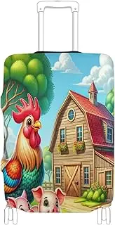 [Joisal] Rooster and Pigs Luggage Covers for Suitcase Tsa Approved Fit 18-32 Inch Luggage, Rooster and Pigs, S 18-20 in