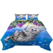 Cute Kitty Cat Swinging in the Grape Vineyard Coverlet