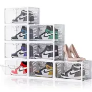 XX-Large Display Shoe Storage Box, 8 Pack Clear Plastic Stackable Shoe Organi...