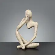 Heatunk Sandstone Resin Thinker Style Abstract Sculpture Statue - Collectible Figurine for Home, Office, Bookshelf, Desktop Decor-Small Sandstone Left