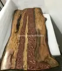 Acacia Wood Resin Table Epoxy Coffee Custom Din Table Brown Resin River Interior
