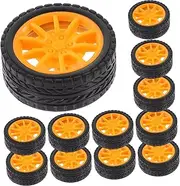 Rubber Toy Car Wheels 20pcs Replacement Wheels DIY Car Assemble Boys and Girls Plaything Yellow