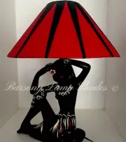 PLASTIC RIBBON "LARGE" COOLIE RED with BLACK LAMPSHADE for BARSONY LADY LAMP