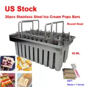 20pcs 85ml Stainless Steel Ice Lolly Popsicle Molds Ice Cream Pops Bars