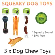 3x Squeaky Pet Chew Vinyl Toys Dog Puppy Training Interactive Food Teeth Dental