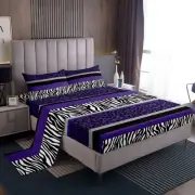 Leopard Print Bed Sheet Set Zebra Stripes Bedding Set for Kids Boys Girls Tee...