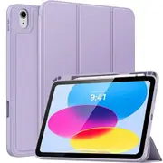 For Apple iPad 10th Gen Case, 10th Generation 10.9 inch 2022 Folio Leather Case Cover With Pencil Holder (Light Purple)