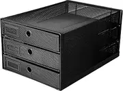 Exerz EX3205 Wire Mesh 3 Drawer Paper Sorter/Desk Multifunctional Organiser (3205 Black)