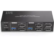 DisplayPort KVM Switch for 2 Monitors 2 Computers, 8K@60Hz/4K@120Hz DP 1.4 USB