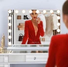 FENCHILIN Vanity Smart Mirror with Lights Bluetooth Speaker USB Power Charging