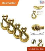Industrial Strength G70 Clevis Slip Hooks with Safety Latch - 5/16 Inch, Pack...