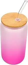 Ciieeo Gradient Jar Glass Cup with Straw Capacity for Juice Milk High Borosilicate Glass Present for All Occasions Stylish Drinking Tumbler