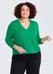 [TS] Taking Shape Ivy V-neck Natural Knit Cardigan Size 12 in Jewel Green, Viscose - Plus Size Women's Clothing Jewel Green
