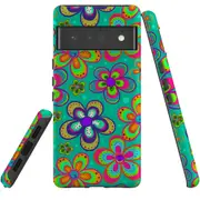 For Google Pixel 6 Pro Case Tough Protective Cover Retro Floral Design