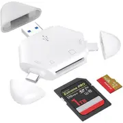 SD Card Reader, Triangle Memory Card for iPhone/iPad, USB C and USB A to Micro SD TF, Trail Camera Card Adapter
