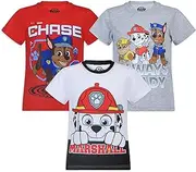 [PAW PATROL] Nickelodeon Chase, Rubble and Marshall Boys' Short Sleeve T-Shirt (Pack of 3)