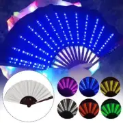 LED Luminous Hand Held Folding Fan Party Dancing Bar Cosplay DJ Fan Remote L2K9